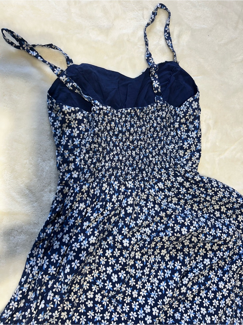 Navy Blue Floral Cami Sundress with Spaghetti Straps - Picture 5 of 5